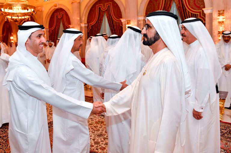 الشيخ محمد بن راشد آل مكتوم برفقة الشيخ سعود بن راشد المعلا