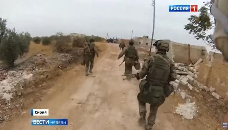 صورة من فيديو بثته القناة الأولى الروسية للجنود الروس