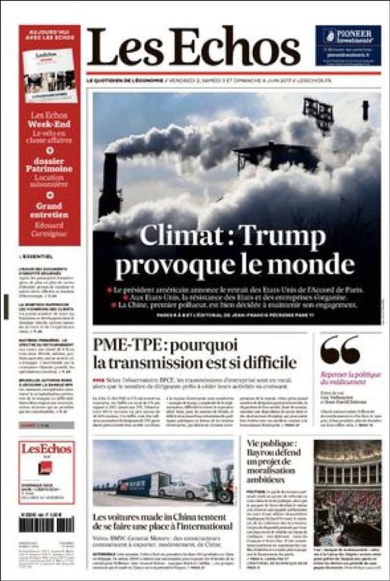 أصداء انسحاب ترامب من اتفاقية المناخ بالصحف العالمية