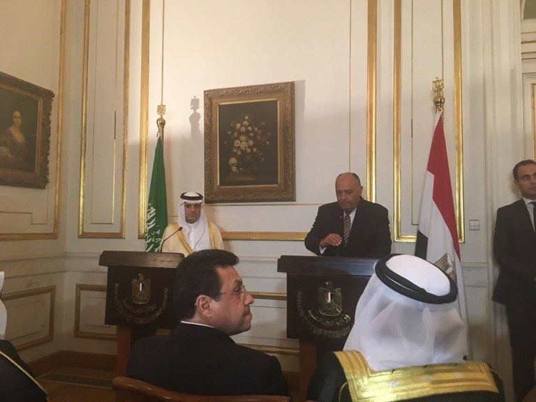 جانب من المؤتمر الصحفي بين سامح شكري وعادل الجبير