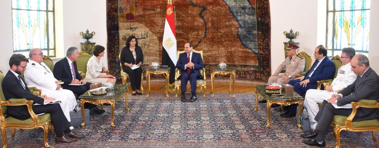 وزير القوات المسلحة الفرنسية خلال لقائها مع الرئيس المصري