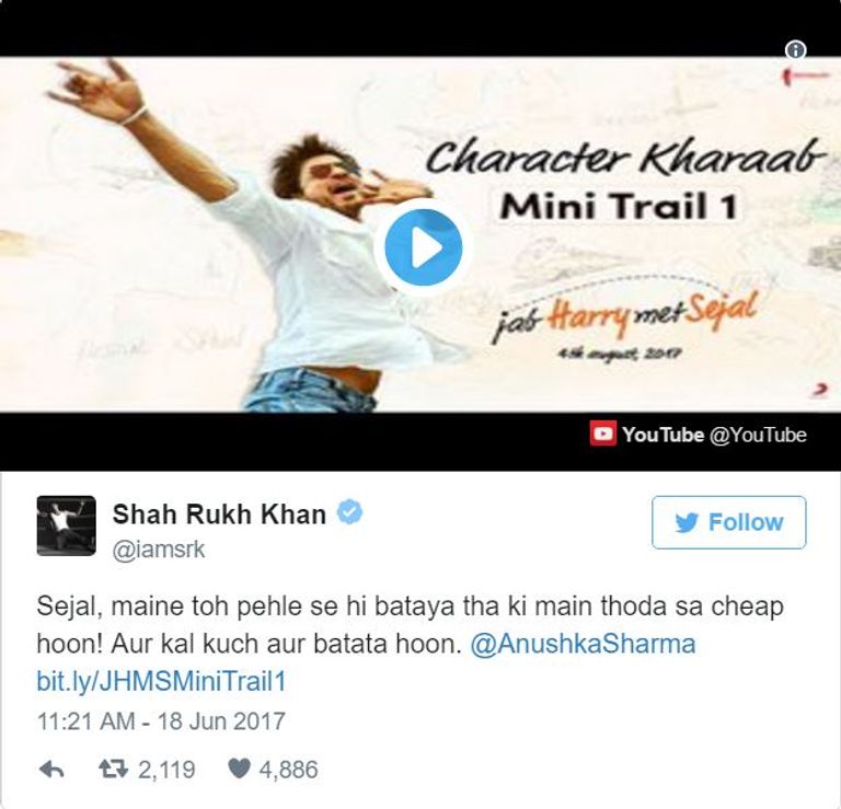 شاروخان وأنوشكا شارما من فيلم 