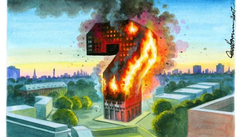 كاريكاتير عن حريق برج جرينفيل