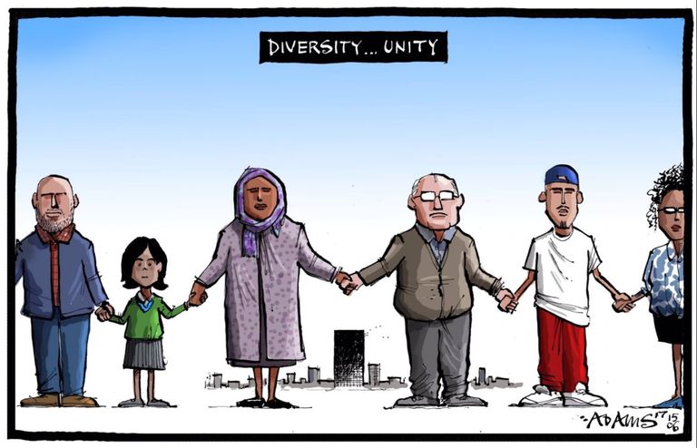 كاريكاتير عن حريق برج جرينفيل