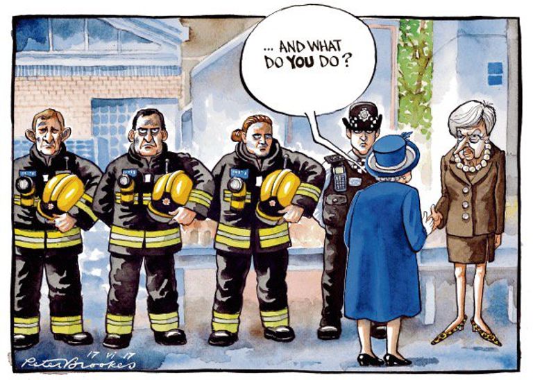 كاريكاتير عن حريق برج جرينفيل