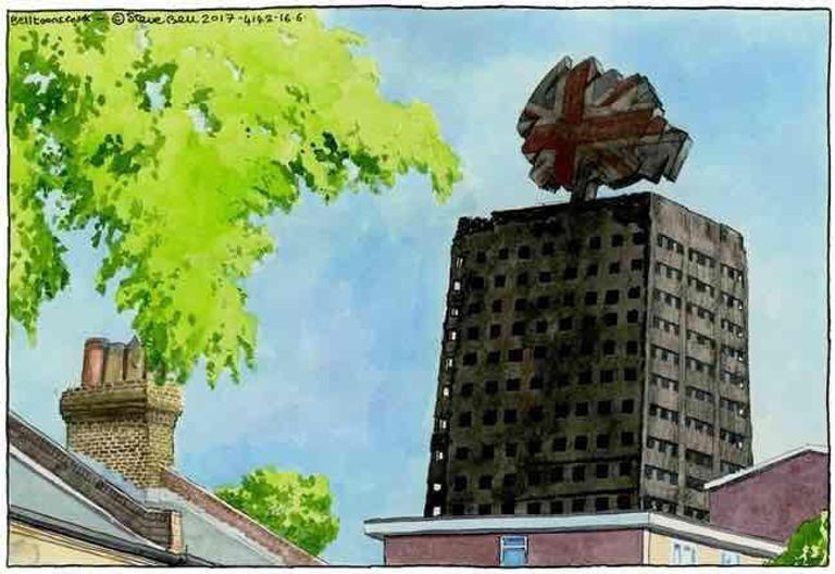 كاريكاتير عن حريق برج جرينفيل