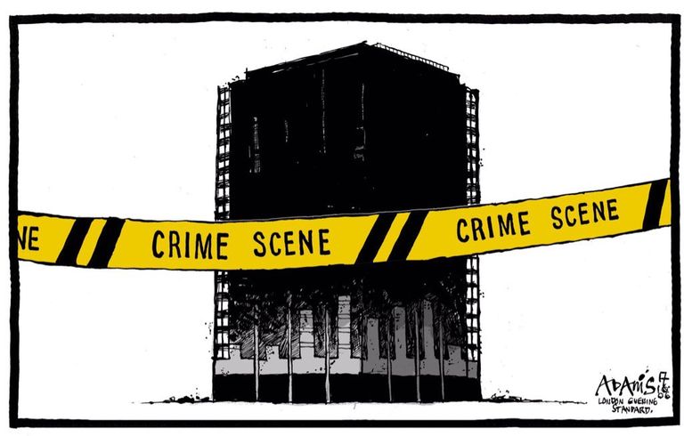 كاريكاتير عن حريق برج جرينفيل