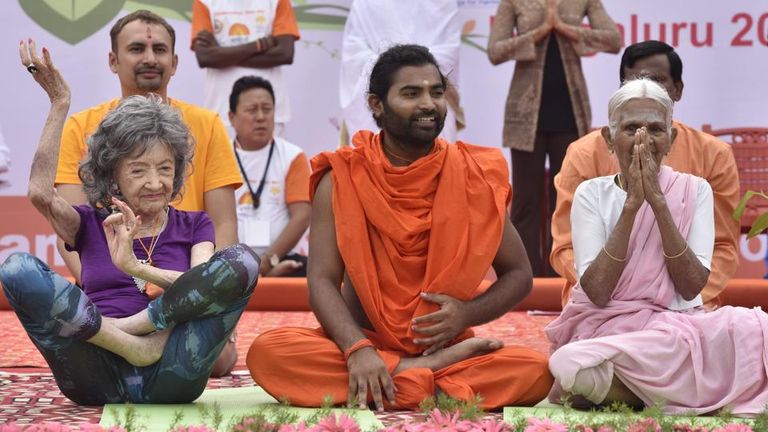 رئيس وزراء الهند ناريندرا مودي في يوم اليوجا