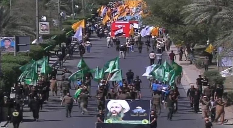 مظاهرات ترفع صور ملالي إيران في يوم القدس بالعراق