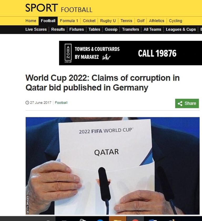 تقرير بي بي سي الفساد يلاحق مونديال قطر