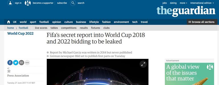 تقرير جارديان  الفساد يلاحق مونديال قطر