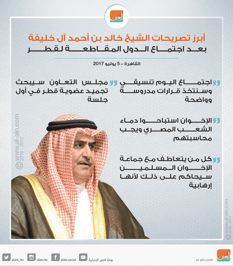 أبرز تصريحات وزير خارجية البحرين بمؤتمر الدول المقاطعة لقطر