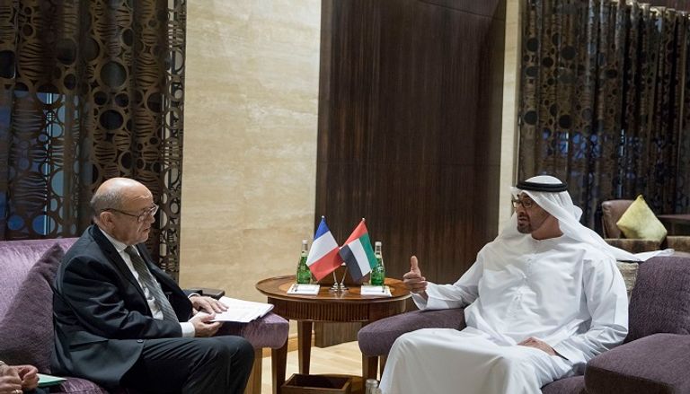 الشيخ محمد بن زايد آل نهيان ووزير الخارجية الفرنسي