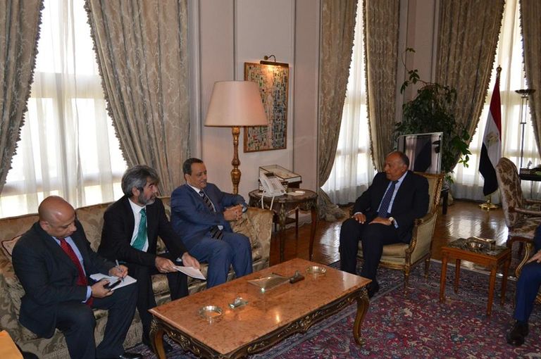 جانب من لقاء سامح شكري والمبعوث الأممى لليمن ولد الشيخ