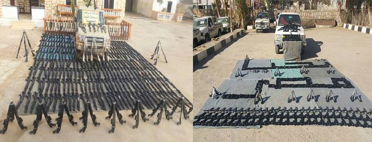 جانب من المضبوطات التي نشرها المتحدث العسكري المصري