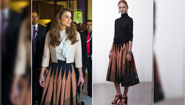 الملكة رانيا ترتدي تنورة من تصميم بوتيغا