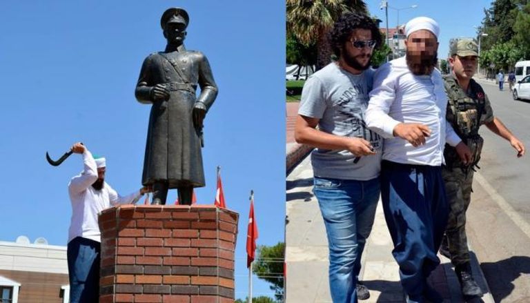 اعتقال تركي يحاول هدم تمثال أتاتورك