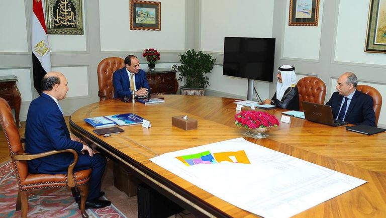 جانب من لقاء السيسي ورئيس موانئ دبي