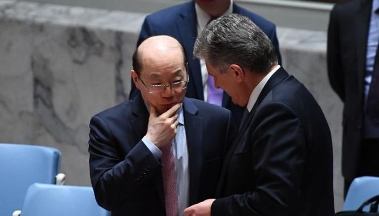 سفير الصين في الأمم المتحدة خلال جلسة حول كوريا الشمالية (أ.ف.ب)