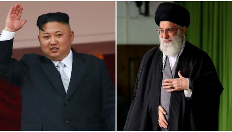 المرشد الإيراني علي خامنئي وزعيم كوريا الشمالية كيم يونج أون