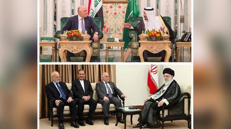 رئيس إيران روحاني وبقية القادة تحت قدمي خامنئي