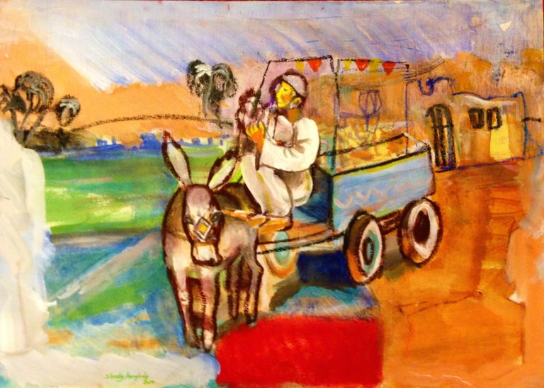 إحدى لوحات معرض "حكايات شعبية"