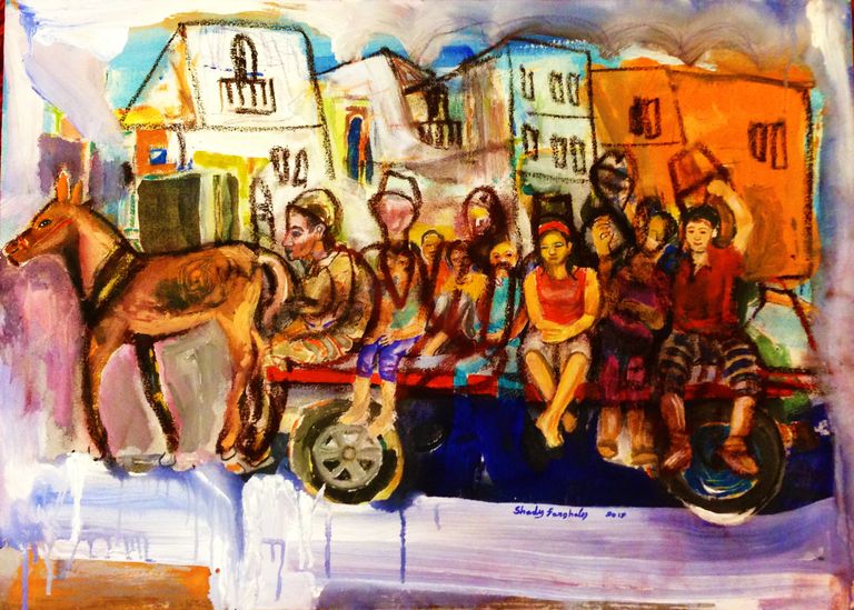 إحدى لوحات معرض "حكايات شعبية"