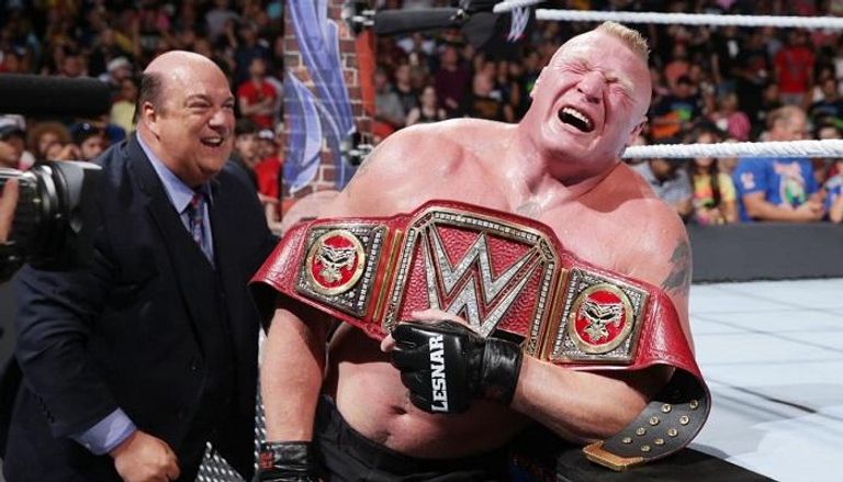 بروك ليسنر بعد الاحتفاظ ببطولة WWE العالمية