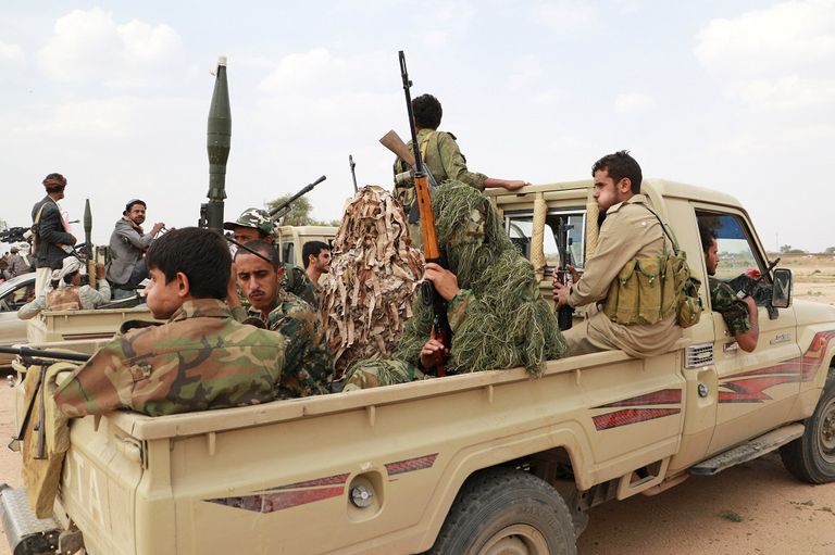 الحوثيون خلال توجههم إلى صنعاء