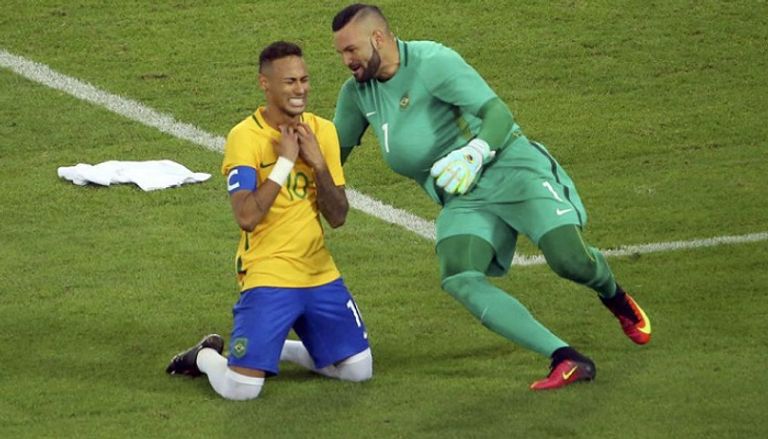 فرحة نيمار بركلة جزاء الأولمبياد صدام نيمار مع الألمان