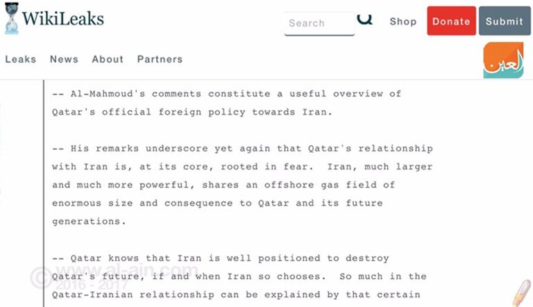 وثيقة أمريكية تكشف دفاع قطر المستميت عن إيران