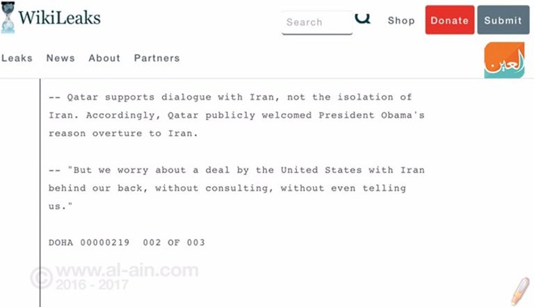 وثيقة أمريكية تكشف دفاع قطر المستميت عن إيران