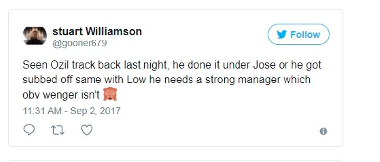 جماهير أرسنال تشعر بالآسى لمستوى أوزيل