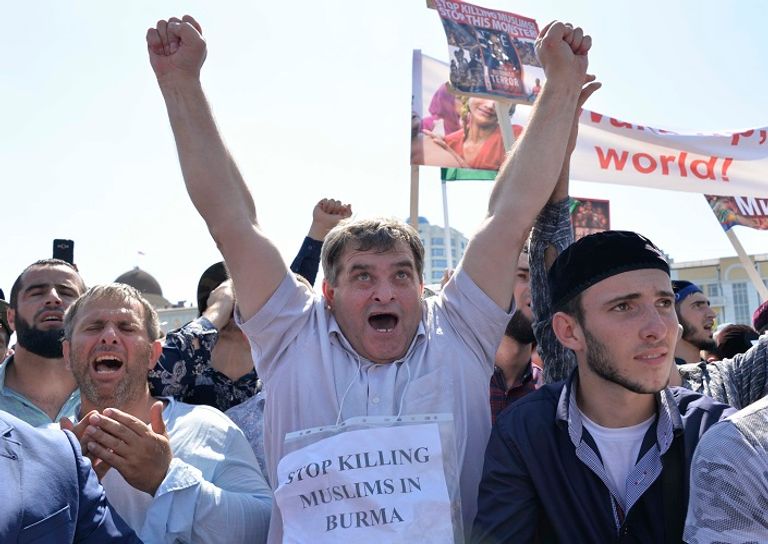 مظاهرات في الشيشان للاحتجاج على اضطهاد الروهينغا