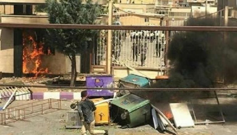 جانب من الاحتجاجات بمدينة بانه الإيرانية