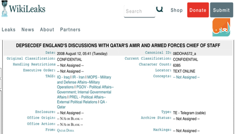 تسريبات ويكيليكس تفضح المستور في دبلوماسية قطر