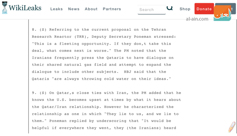 البرقية السرية تكشف أن قطر ألعوبة بين يدي الغرب وإيران