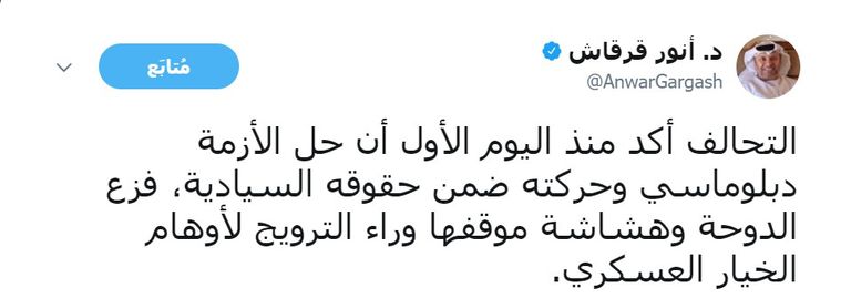 الدكتور أنور بن محمد قرقاش وزير الدولة للشؤون الخارجية في الإمارات