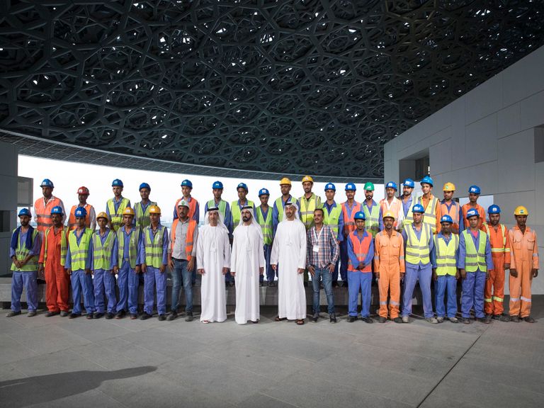 الشيخ محمد بن راشد والشيخ محمد بن زايد في زيارة لمتحف اللوفر أبوظبي