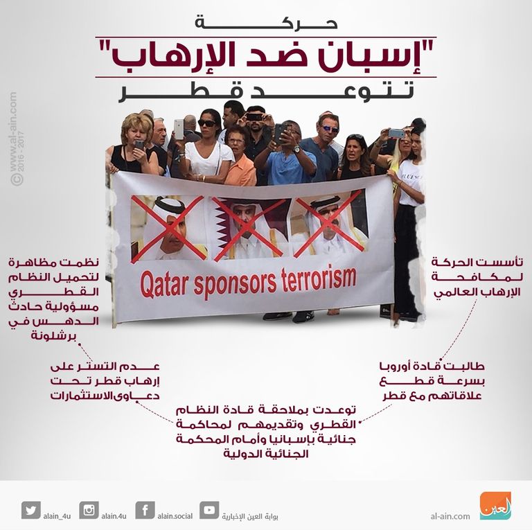 مظاهرة في برشلونة ضد دعم قطر للإرهاب