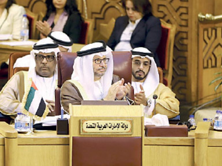 المريخي خلال حضوره الاجتماع الوزاري العربي