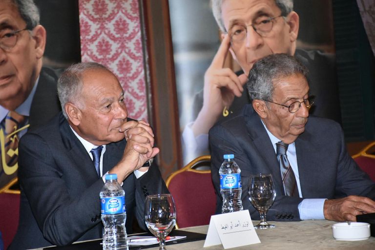 عمرو موسى وأحمد أبو الغيط ونبيل شعث ومصطفى الفقي خلال الحفل