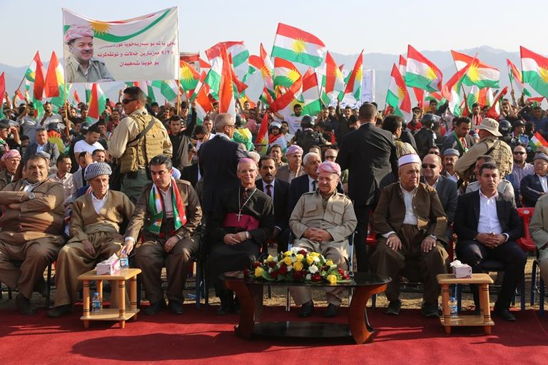 بارزاني في احتفالية حول الاستفتاء في الإقليم معصوم وبرزاني