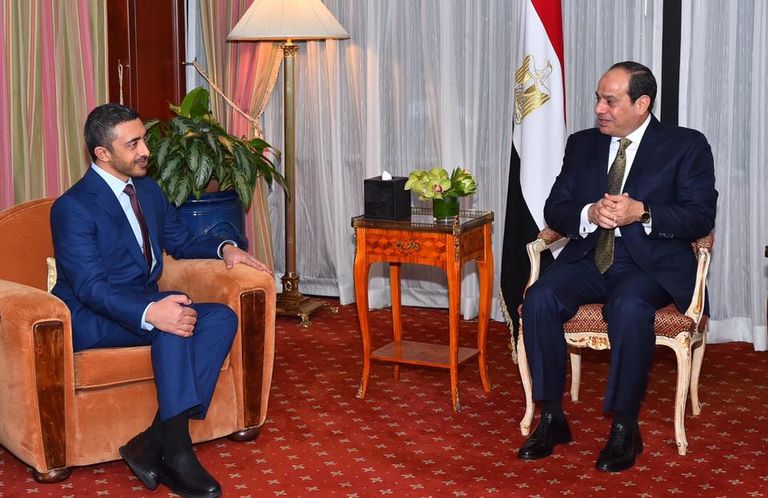 جانب من لقاء السيسي وعبد الله بن زايد