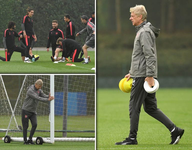 فينجر في تدريبات أرسنال