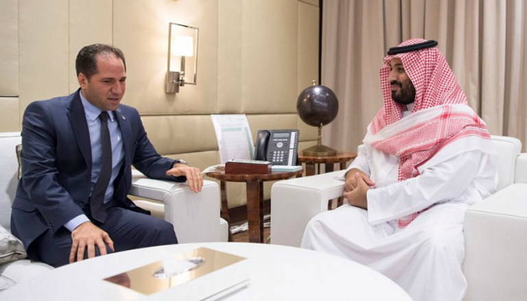 جانب من اللقاء بين ولي العهد السعودي وسمير جعجع