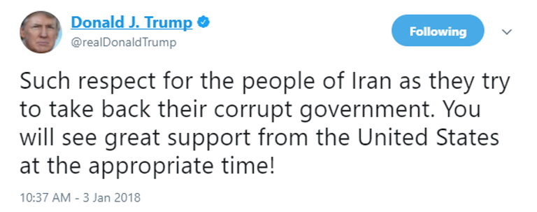 تغريدة ترامب ترامب أكثر حزما من سلفه أوباما إزاء إيران