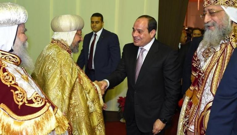 الرئيس المصري عبدالفتاح السيسي في كاتدرائية ميلاد المسيح