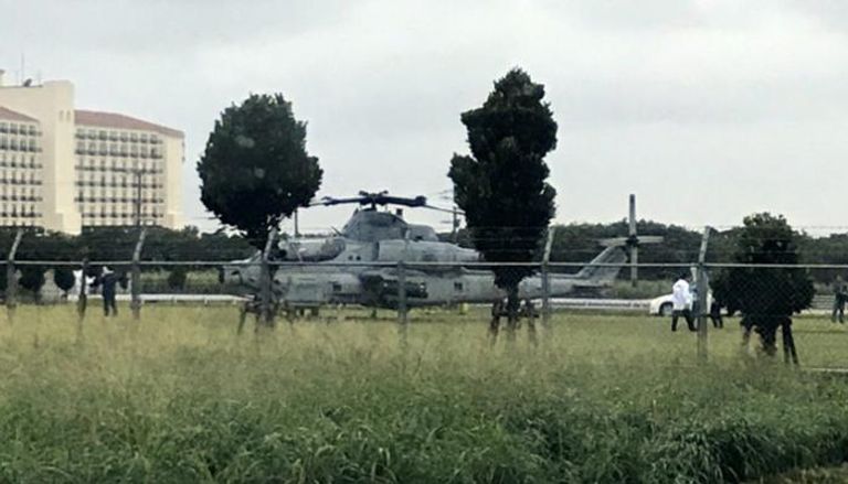 طائرة الهليكوبتر الأمريكية على أرض فندق في أوكيناوا -أ. ف. ب