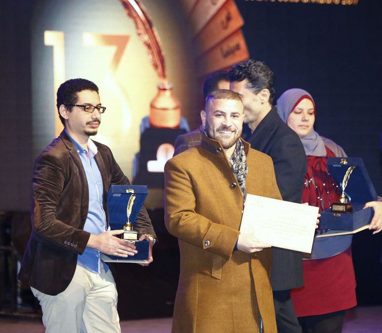 خلال التكريم الفنان أحمد حلمي كان ضيف شرف حفل جوائز ساويرس